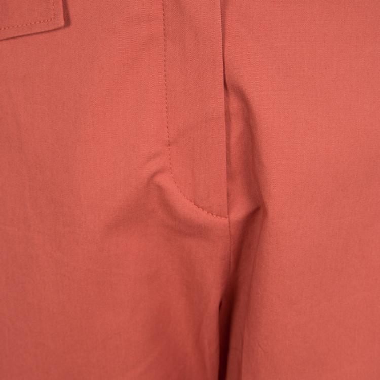 Pre Owned Kenzo Pastel Red Cotton Tailored Trousers L