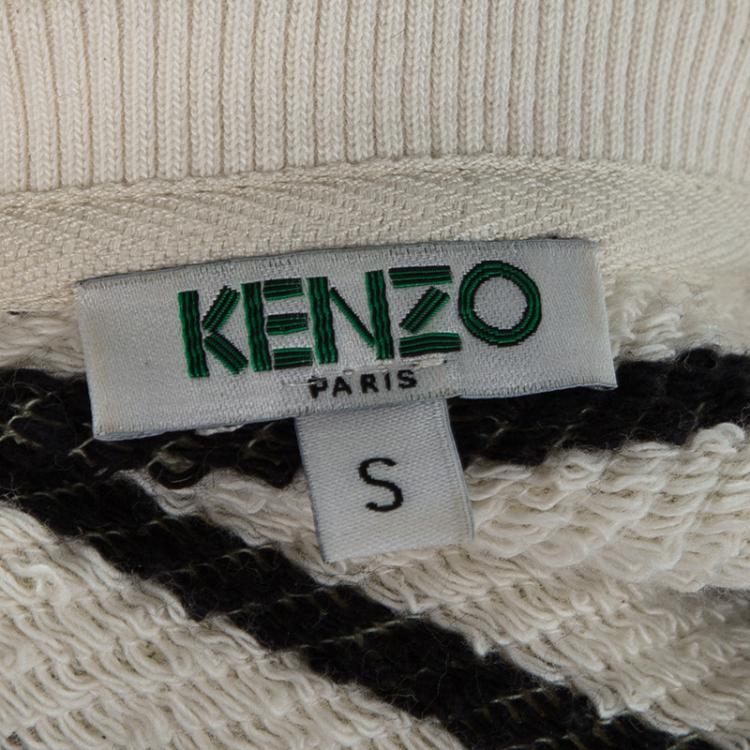 مملوكة مسبقًا Kenzo Lemon Yellow Striped Knit Embroidered Tiger Motif Sweatshirt S