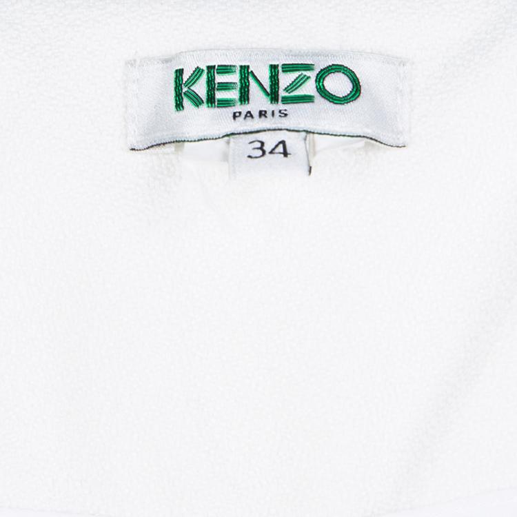 Pre Owned Kenzo White Buckle Detail Pleated High Waist Skirt S