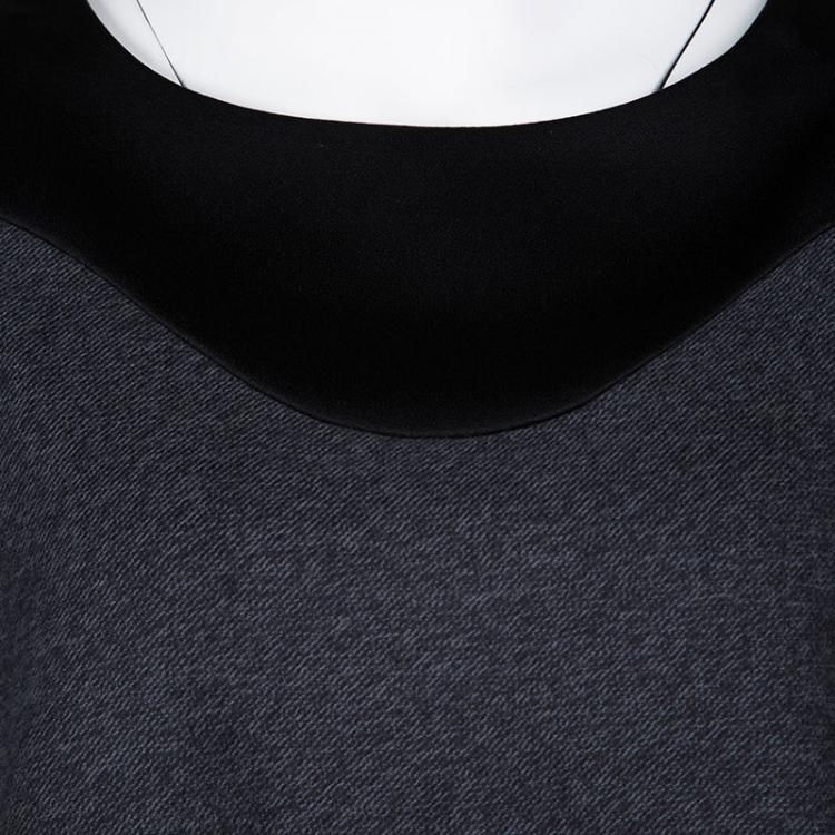 Pre Owned Kenzo Grey Knit Contrast Neckline Detail Long Sleeve Top M