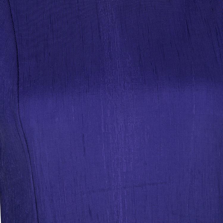 Pre Owned Kenzo Dark Blue Textured Cutout Back Detail Ruffle Bottom Sculptural Dress M