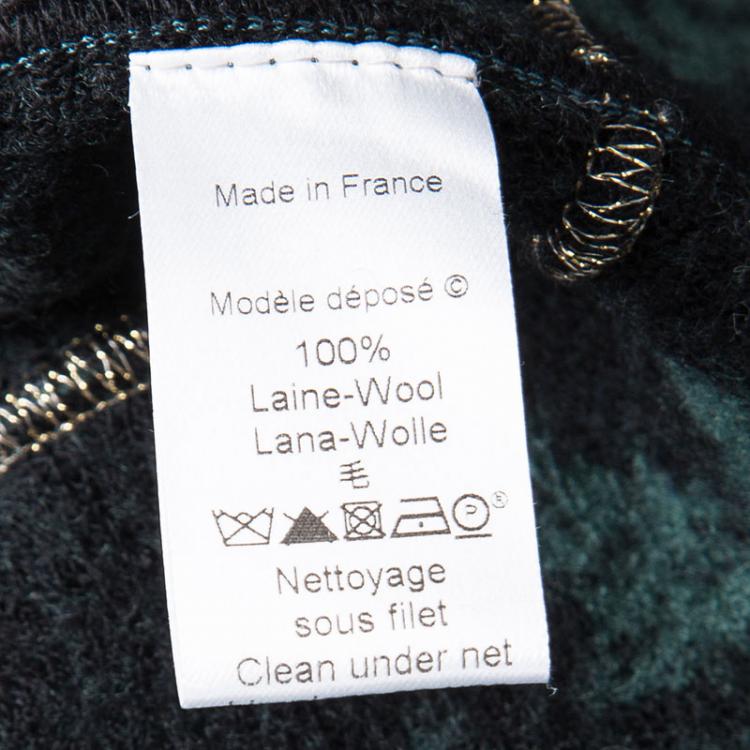 Pre Owned Kenzo Green Floral Wool Jacquard Lurex Detail Skirt and Top Set S