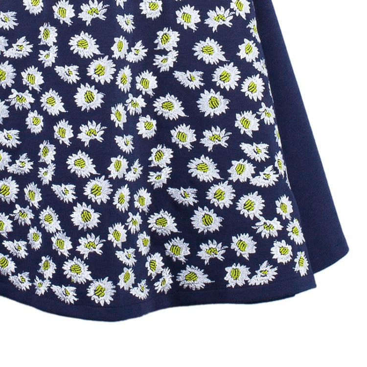 Pre Owned Kenzo Navy Embroidered Flare Dress M