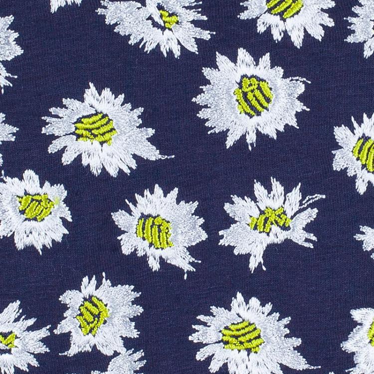 Pre Owned Kenzo Navy Embroidered Flare Dress M