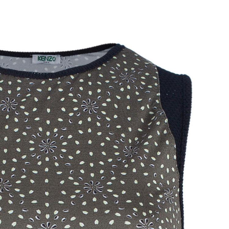Pre Owned Kenzo Green Printed Peplum Top S