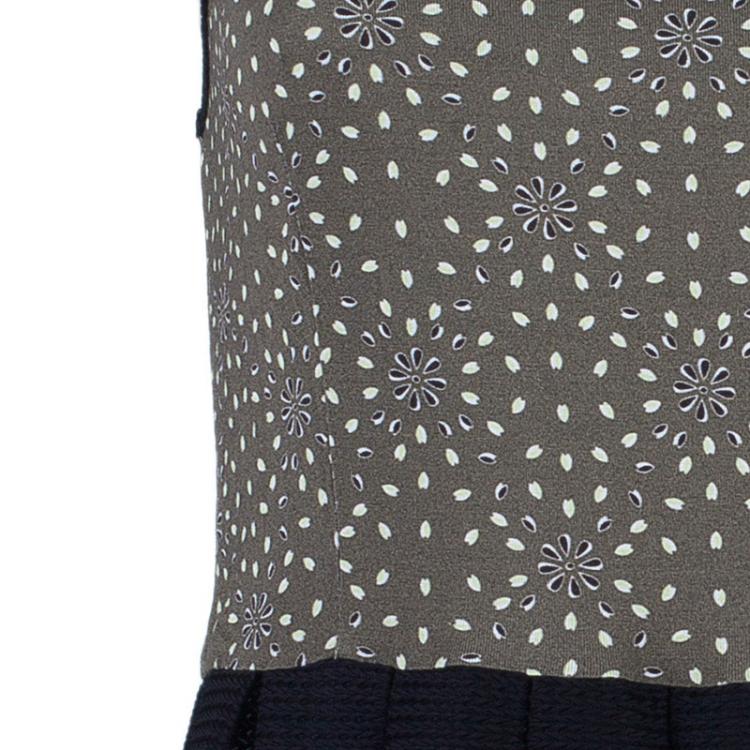 Pre Owned Kenzo Green Printed Peplum Top S