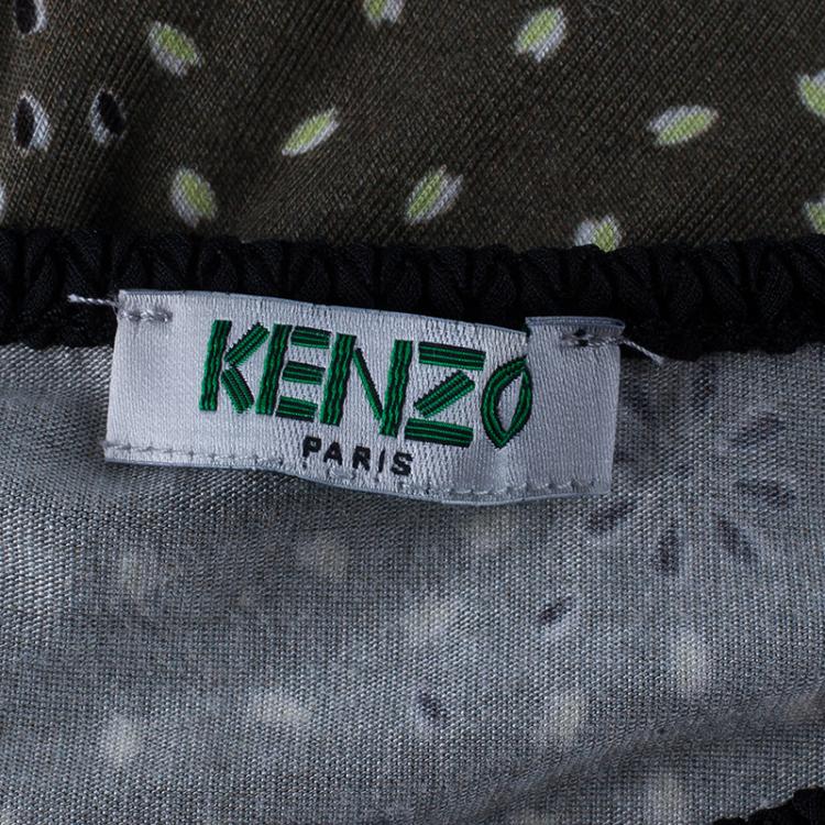 Pre Owned Kenzo Green Printed Peplum Top S