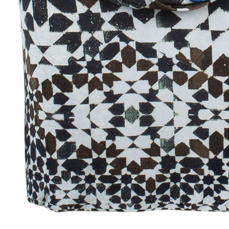Pre Owned Kenzo Beige Geometrical Drop Waist Dress M