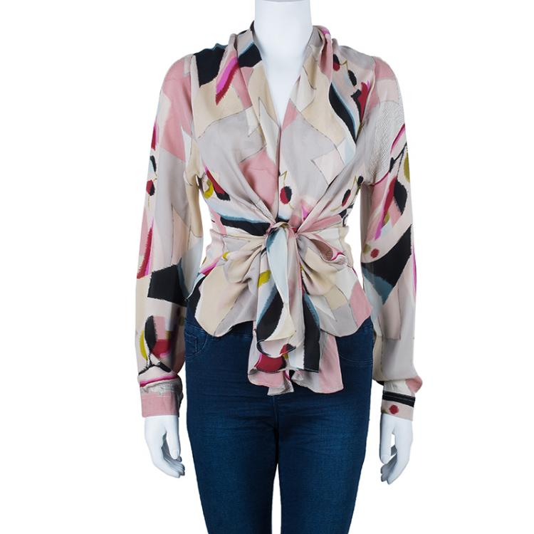 Pre Owned Kenzo Watercolor Silk Top L