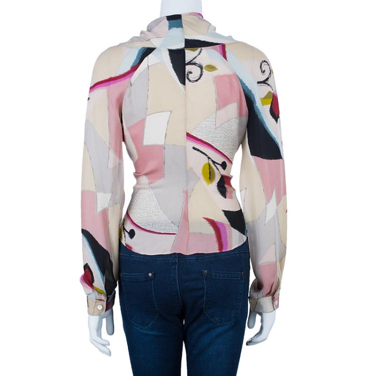 Pre Owned Kenzo Watercolor Silk Top L