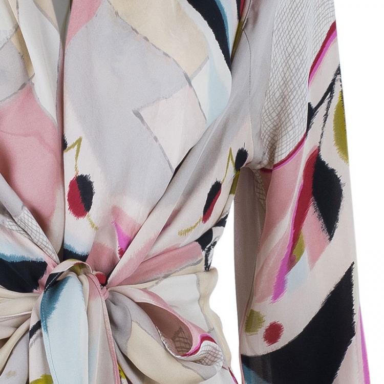 Pre Owned Kenzo Watercolor Silk Top L