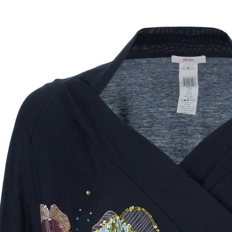 Pre Owned Kenzo Black Patchwork Detail Top S