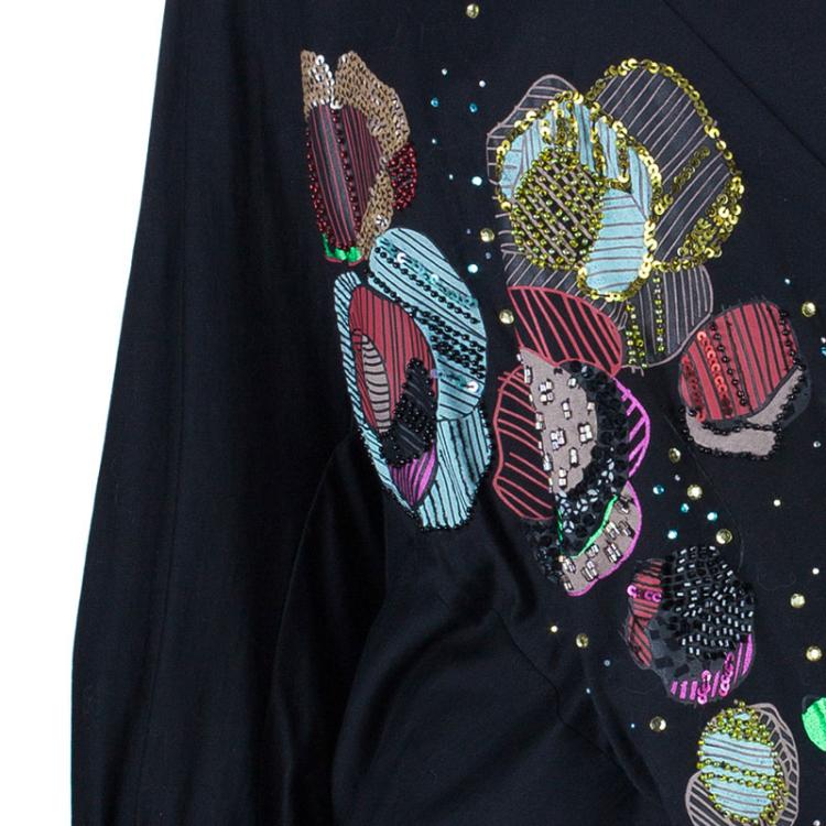 Pre Owned Kenzo Black Patchwork Detail Top S