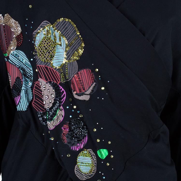Pre Owned Kenzo Black Patchwork Detail Top S