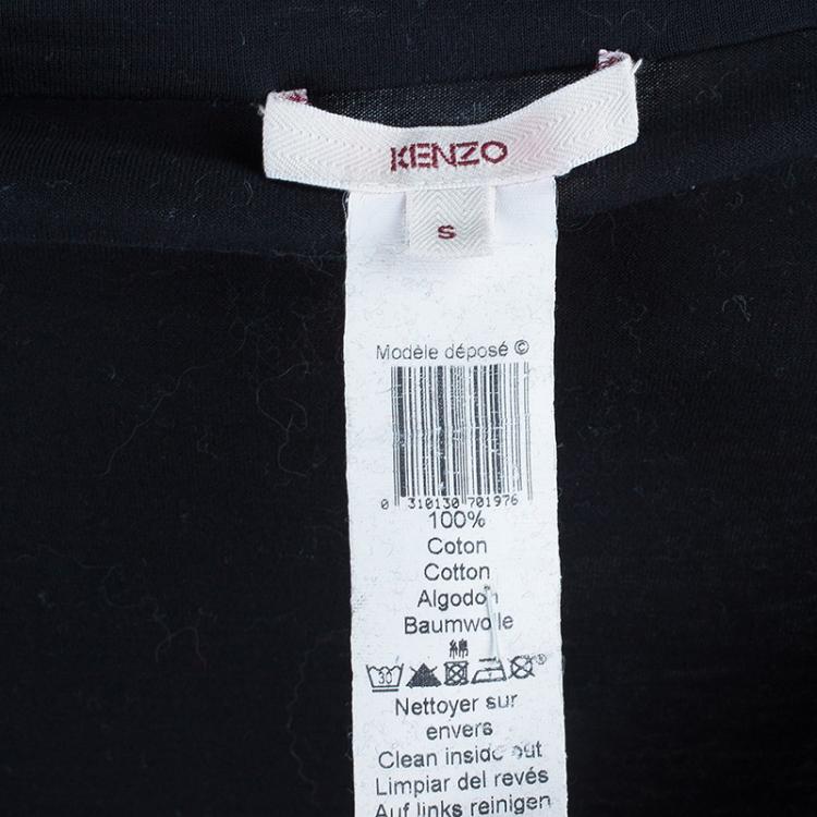 Pre Owned Kenzo Black Patchwork Detail Top S