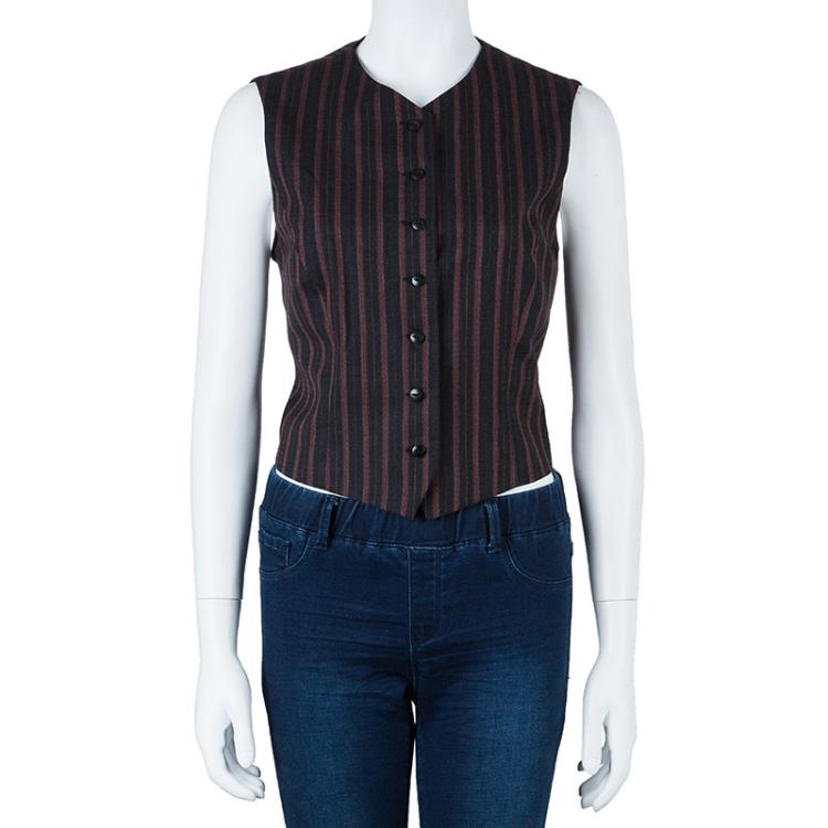 مملوكة مسبقًا Kenzo Black Striped Vest L
