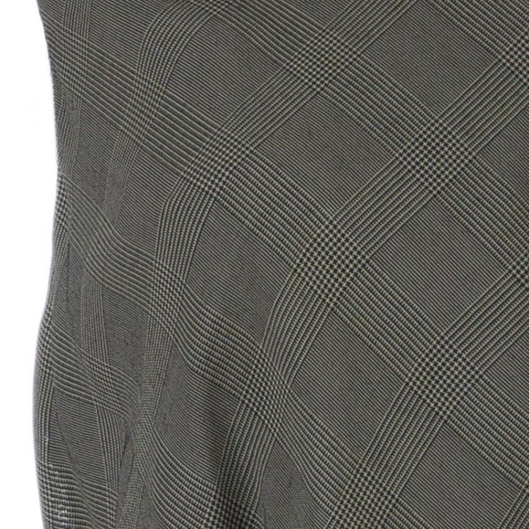 Pre Owned Kenzo Grey Houndstooth Sleeveless Top L