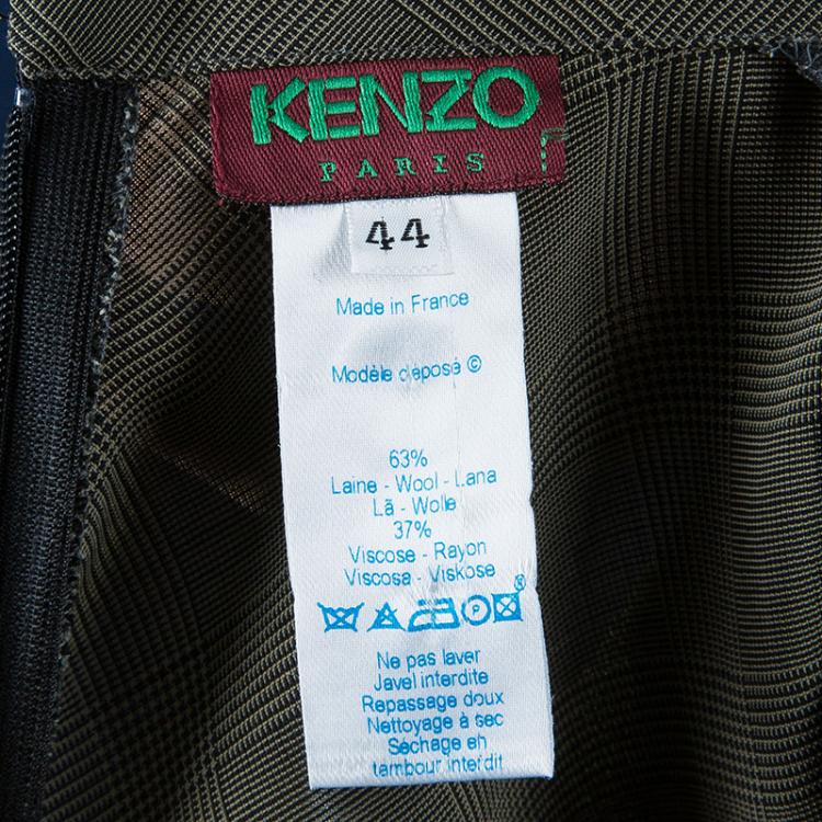 Pre Owned Kenzo Grey Houndstooth Sleeveless Top L