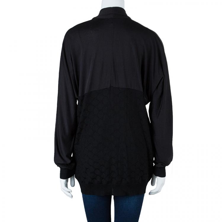 Pre Owned Kenzo Black Textured Cardigan S
