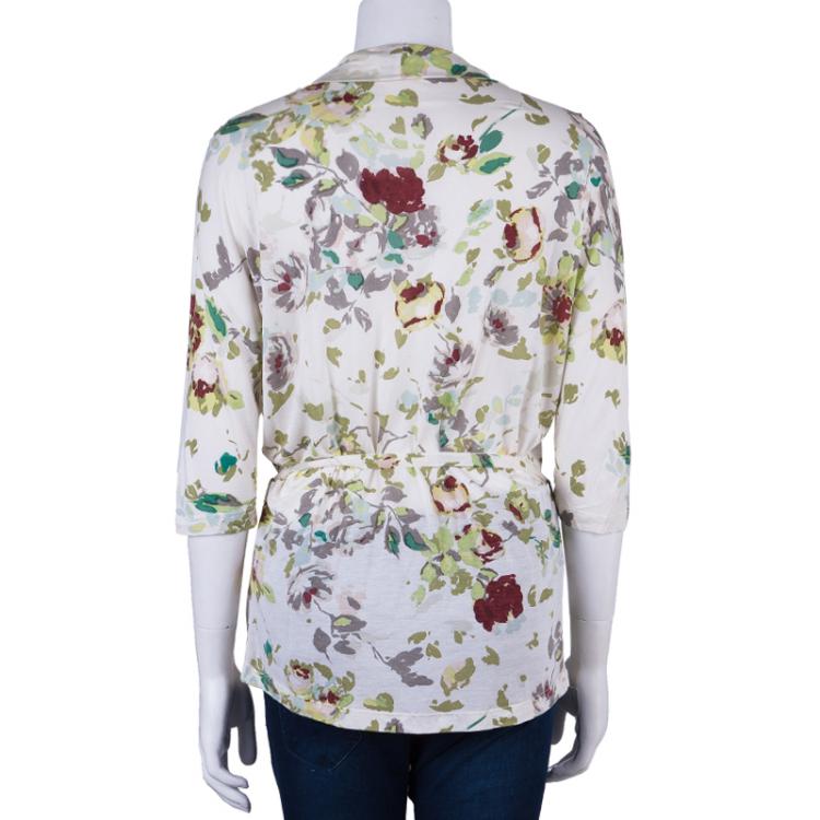 Pre Owned Kenzo Floral Print Long Sleeve Top M
