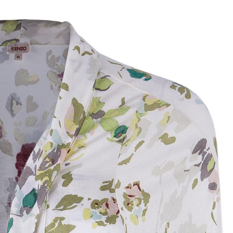 Pre Owned Kenzo Floral Print Long Sleeve Top M