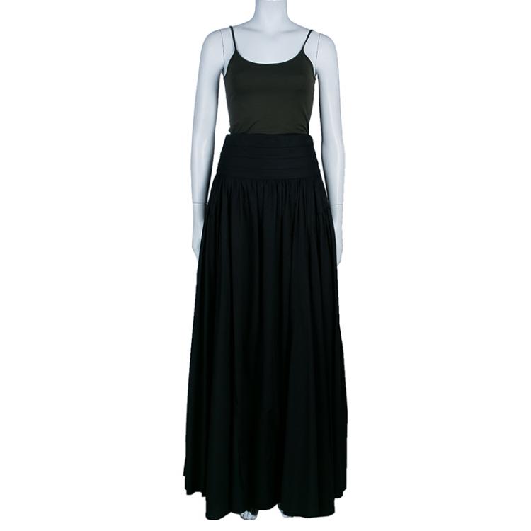 Pre Owned Kenzo Black Gathered Maxi Skirt M