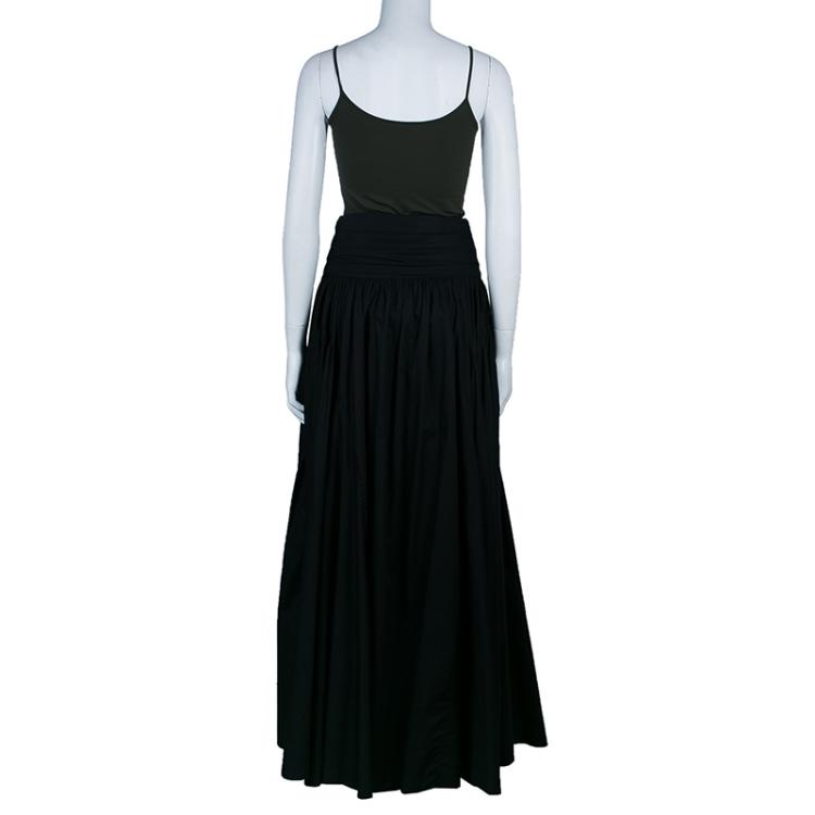 Pre Owned Kenzo Black Gathered Maxi Skirt M