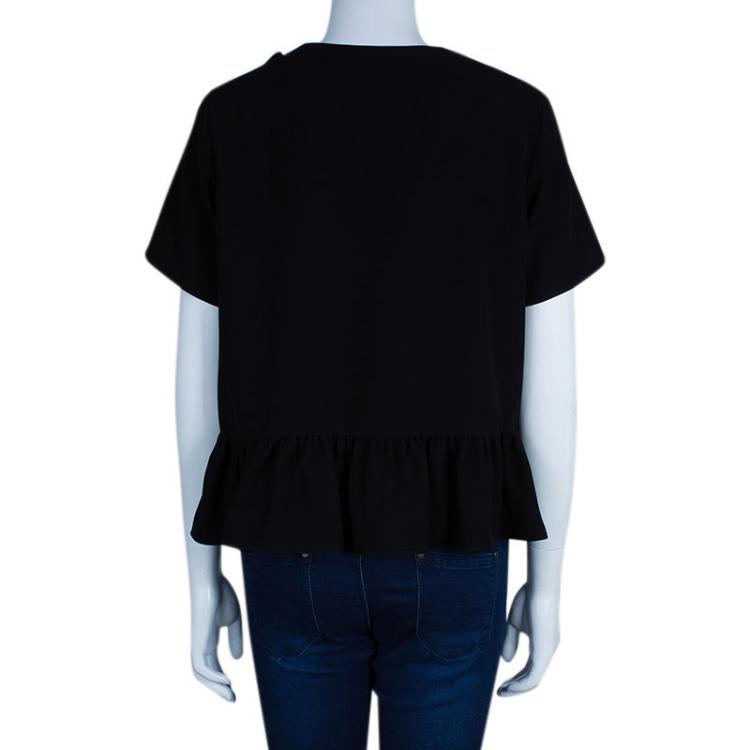 Pre Owned Kenzo Black Ruffle Top M