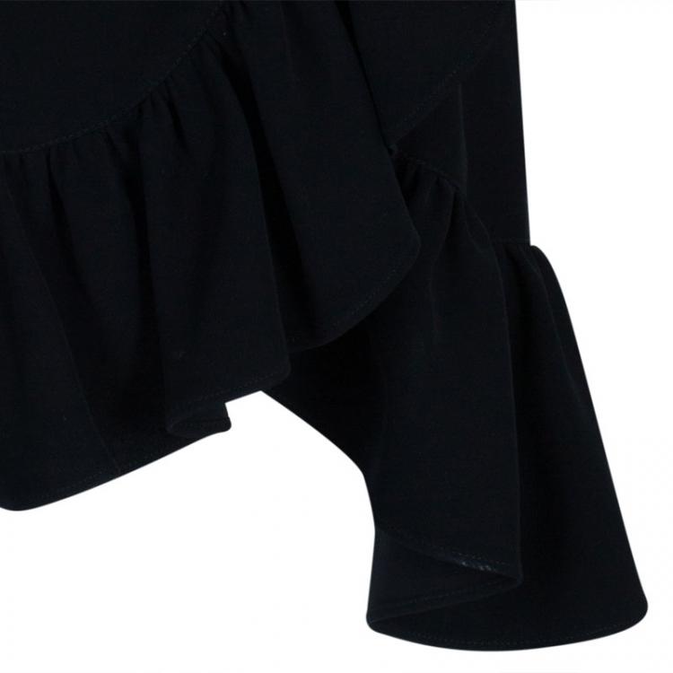 Pre Owned Kenzo Black Ruffle Top M