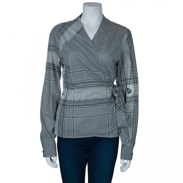 Pre Owned Kenzo Black and White Wrap Top XL
