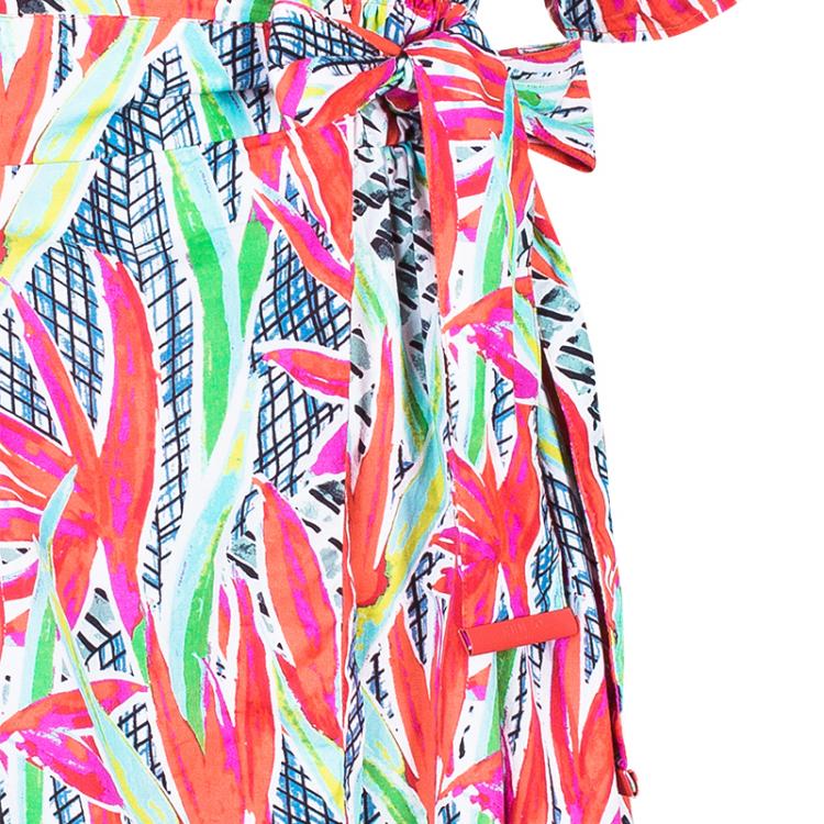 مملوكة مسبقًا Kenzo Multicolor Print Wrap Tie Dress S
