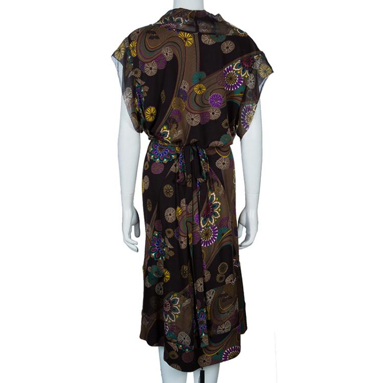 Pre Owned KENZO Multicolor Graphic Print Knee Length Dress XL