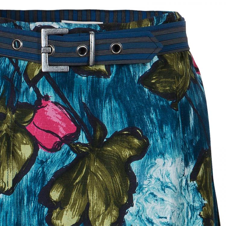 Pre Owned Kenzo Multicolor Gathered Cotton Maxi Skirt M