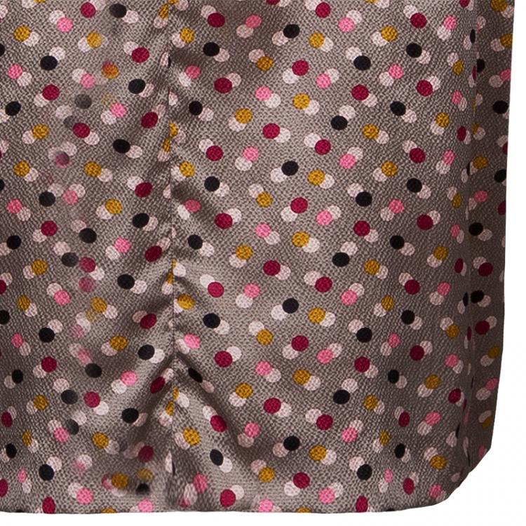 Pre Owned Kenzo Beige Polka Dot Print Silk Dress M