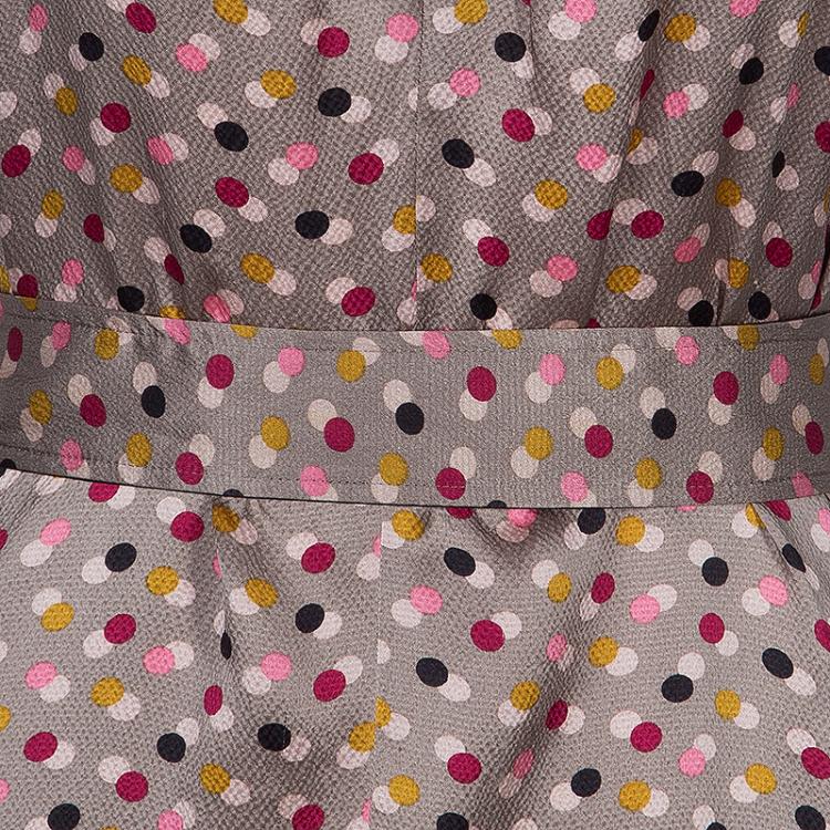 Pre Owned Kenzo Beige Polka Dot Print Silk Dress M