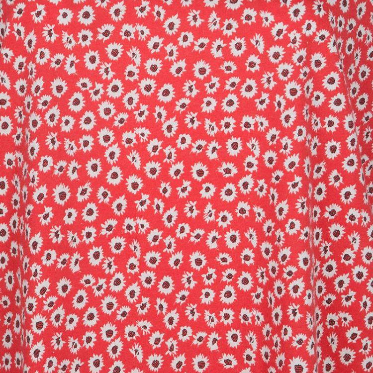 Pre Owned Kenzo Red Floral Print Knit Shift Dress L