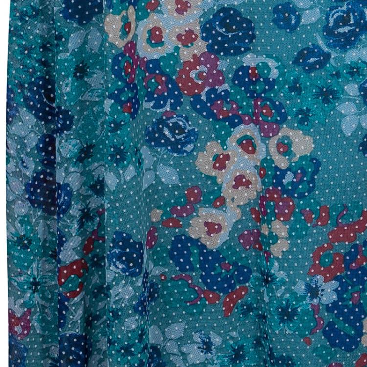 Pre Owned Kenzo Green Floral Print Maxi Skirt L