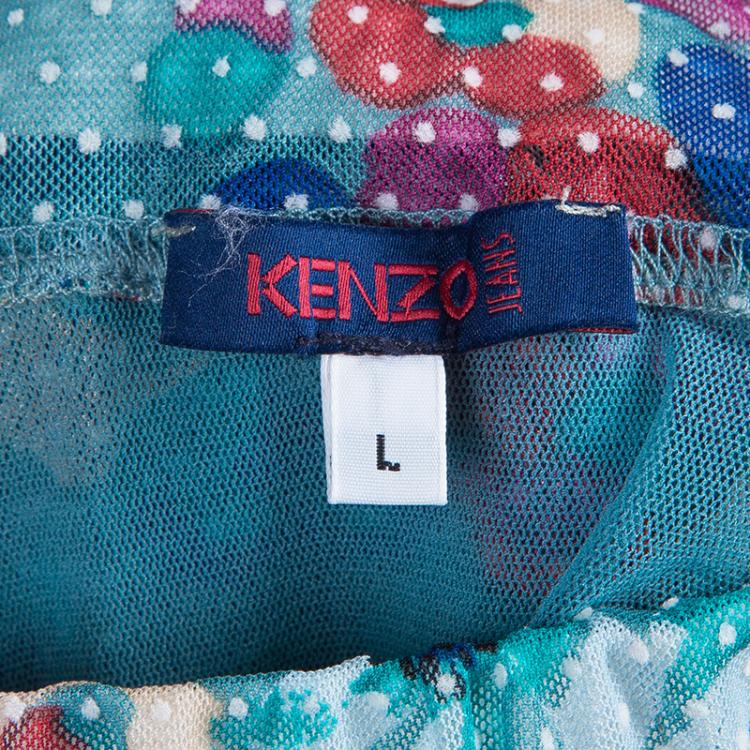 Pre Owned Kenzo Green Floral Print Maxi Skirt L