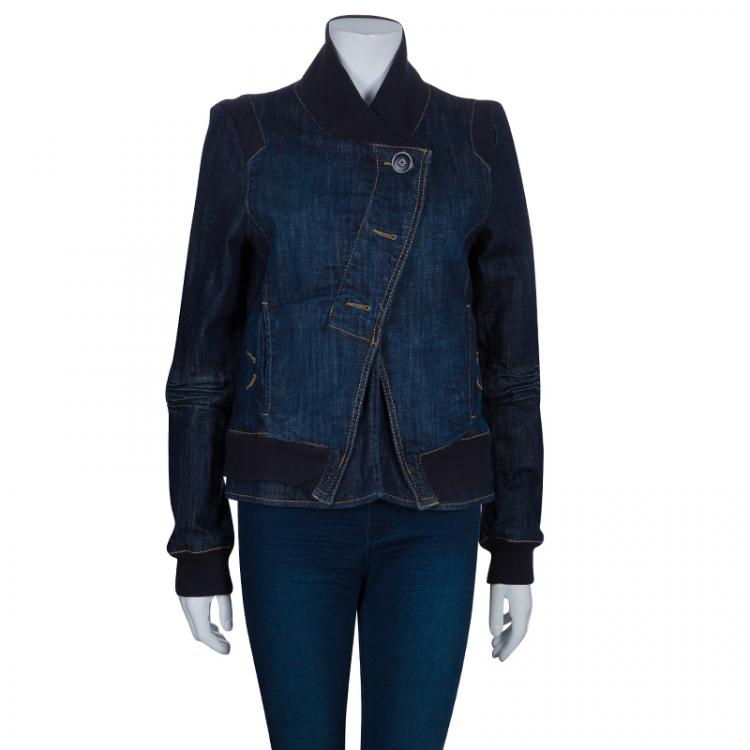 Pre Owned Kenzo Blue Denim Asymmetrical Jacket L