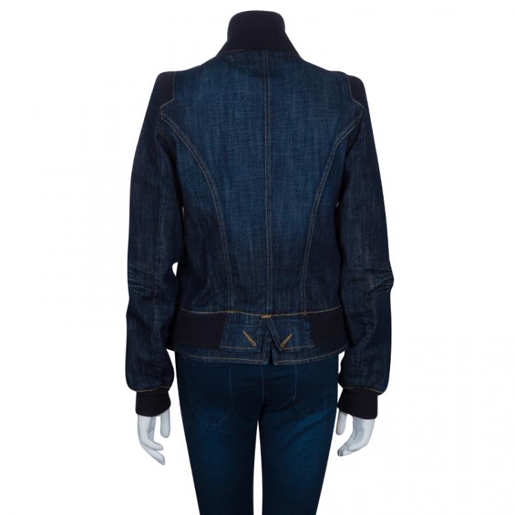 Pre Owned Kenzo Blue Denim Asymmetrical Jacket L