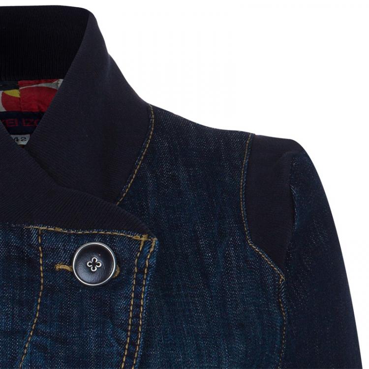 Pre Owned Kenzo Blue Denim Asymmetrical Jacket L