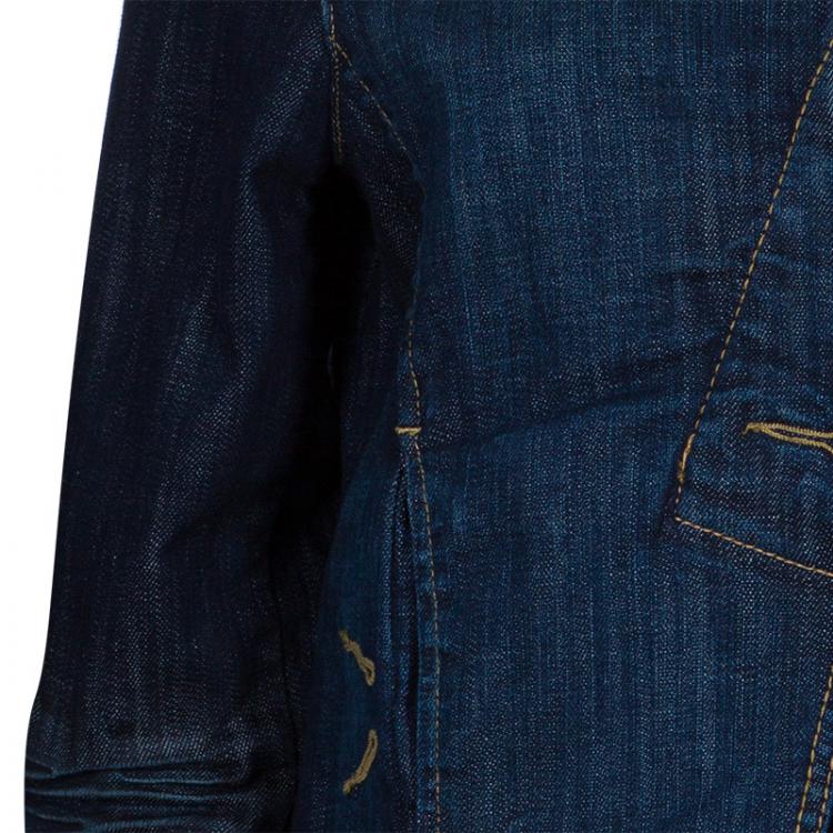 Pre Owned Kenzo Blue Denim Asymmetrical Jacket L