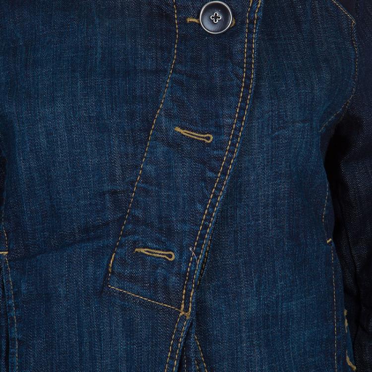 Pre Owned Kenzo Blue Denim Asymmetrical Jacket L
