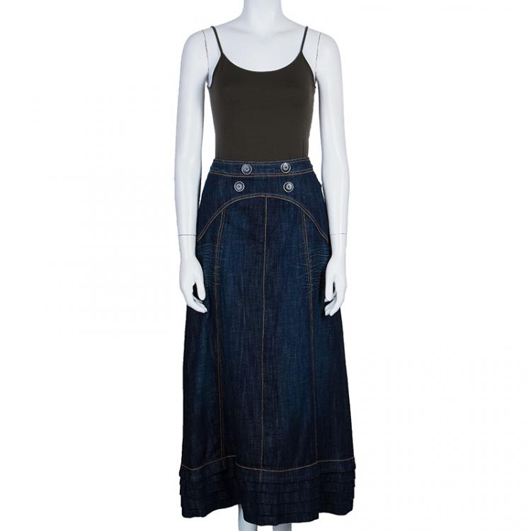 Pre Owned Kenzo Blue Denim Maxi Skirt M
