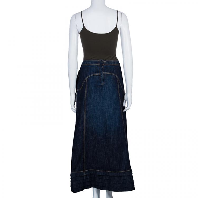 Pre Owned Kenzo Blue Denim Maxi Skirt M