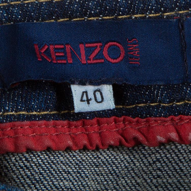 Pre Owned Kenzo Blue Denim Maxi Skirt M