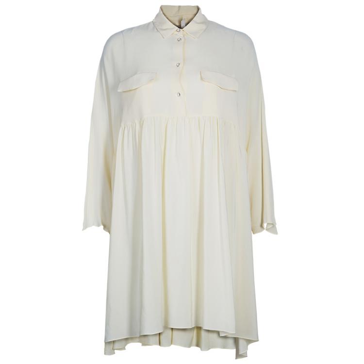 Pre Owned Kenzo White Silk Yoke Detail Top L