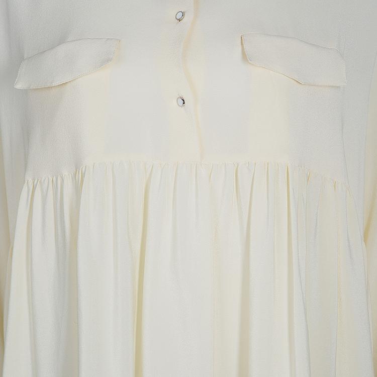 Pre Owned Kenzo White Silk Yoke Detail Top L