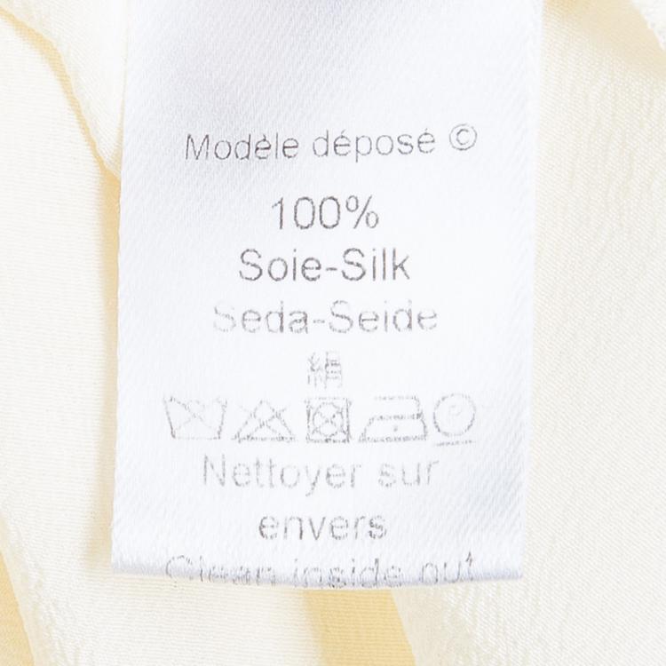Pre Owned Kenzo White Silk Yoke Detail Top L
