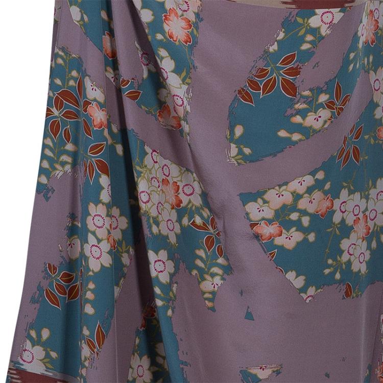 Pre Owned Kenzo Multiprint Silk Maxi Skirt XL
